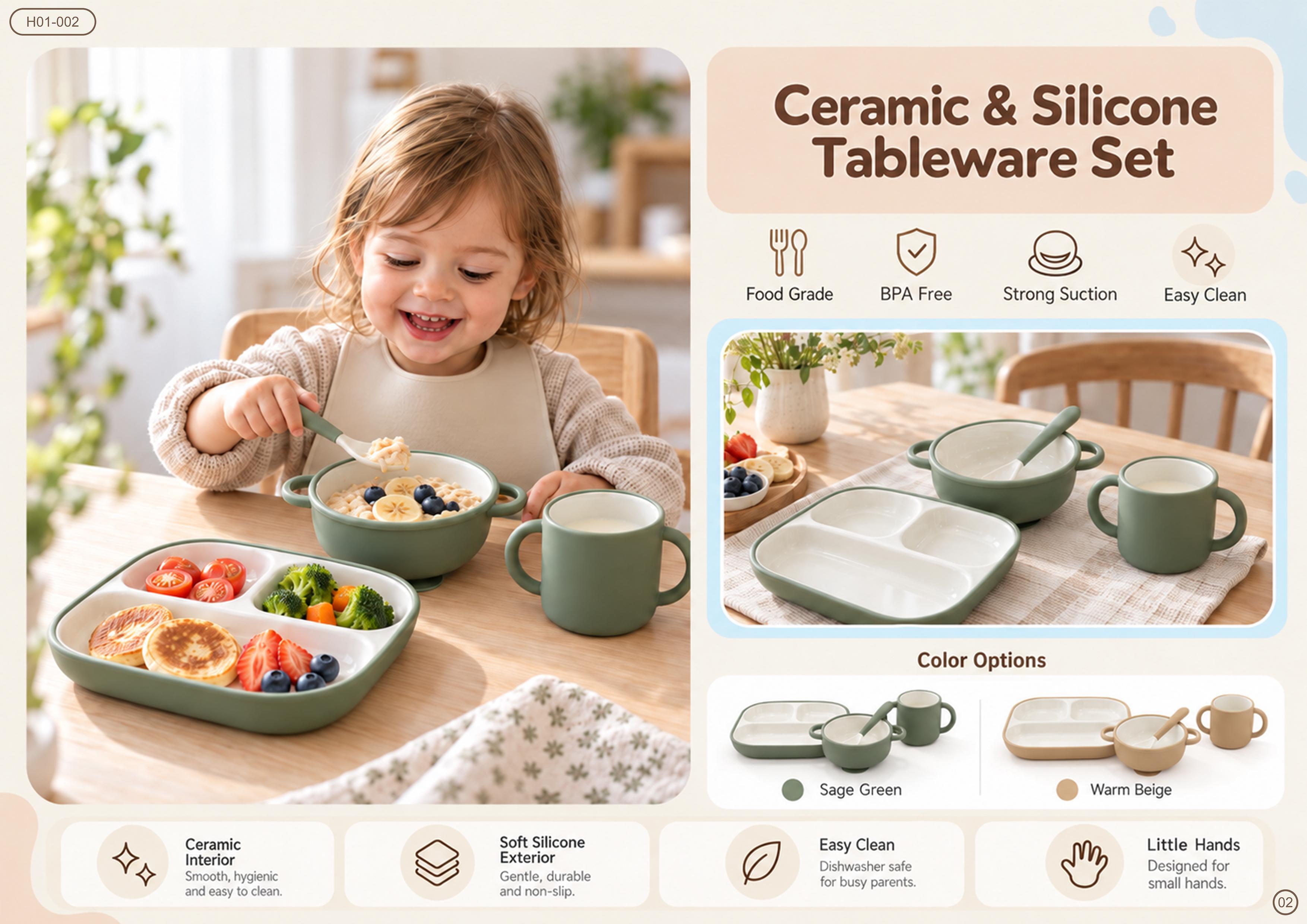 Ceramic & Silicone Tableware Set